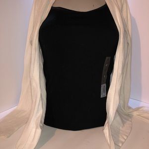 Black cami with cream cardigan